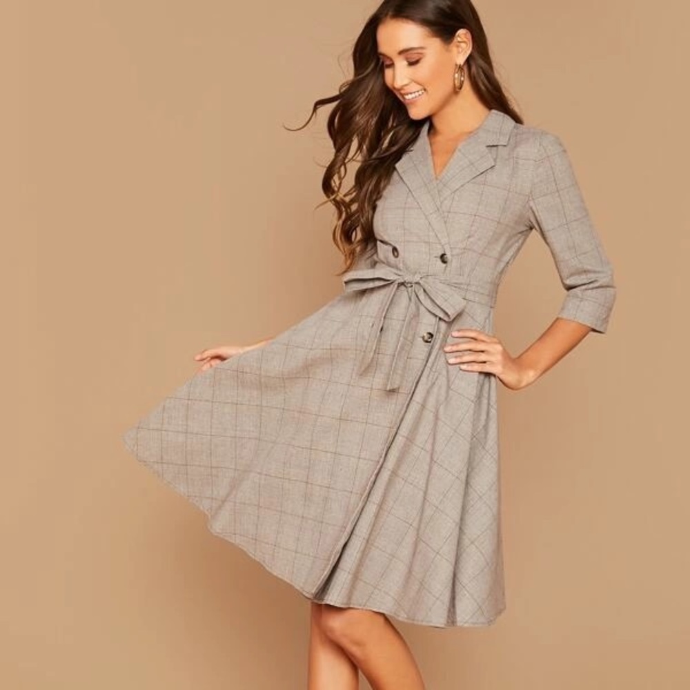 Plaid Trench Dress NWOT